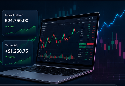 Professional trading chart on laptop